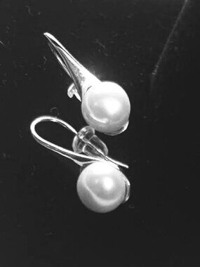 White Freshwater Pearl Earrings Handmade Sterling Silver Minimalist Gift